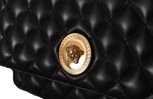 Versace Black Nappa Leather Medusa Shoulder Bag